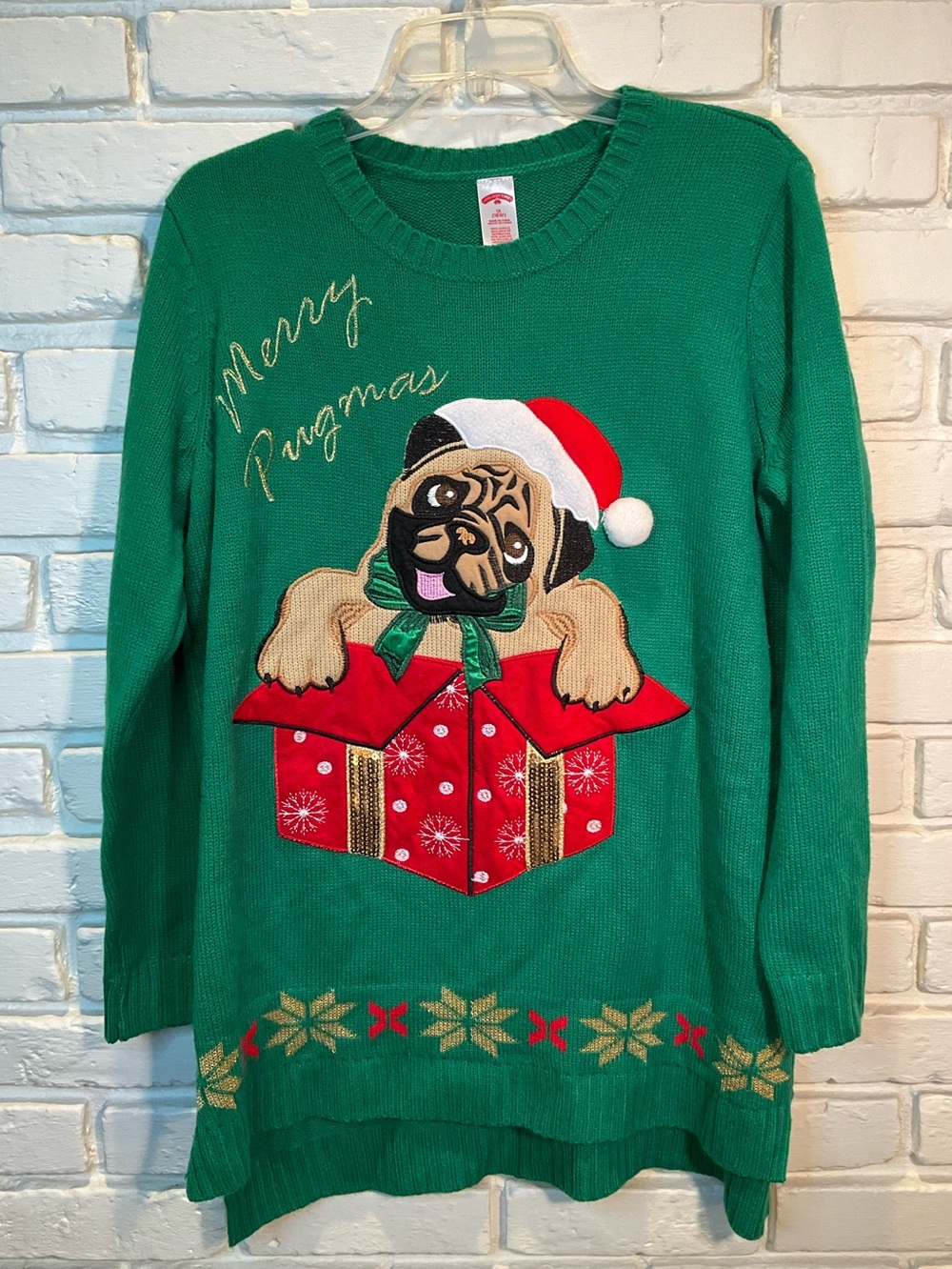 Ugly Christmas Sweater Pug Themed 1X